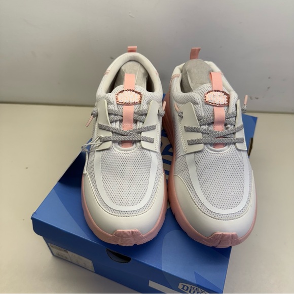 NIB Hey Dude Girls Sirocco Play White Pink Slip On Sneaker Shoe Lilac J6 - Picture 2 of 5